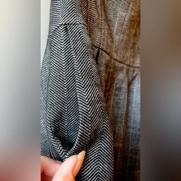 Vintage Express Design Studio Black Gray Herringbone Tweed Strapless Dress Sz 0 - Picture 3 of 5